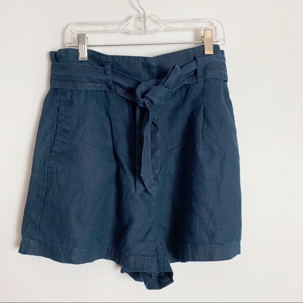 Artisan NY Linen High Waist Shorts Size 6 Navy